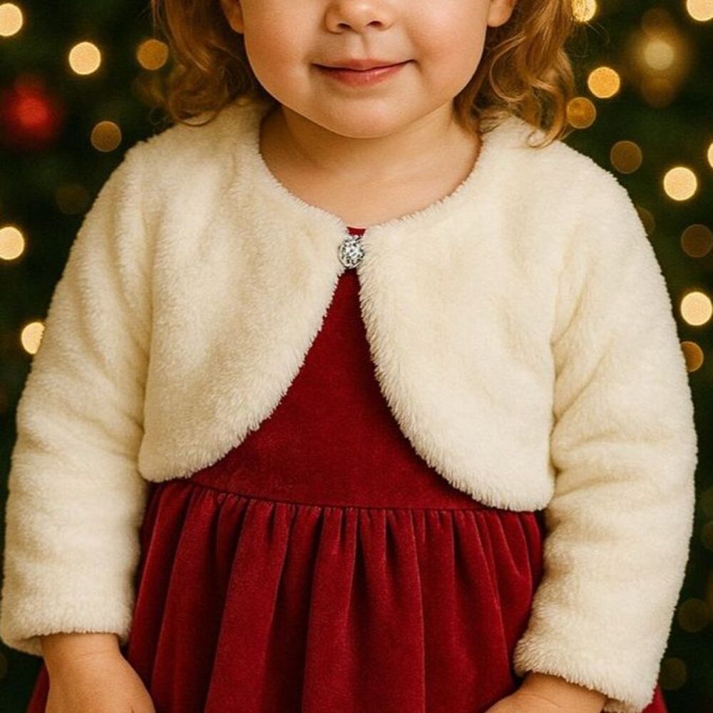 Ava & Yelly Faux-Fur Ivory Bolero Jacket 3T | Toddler Holiday & Special Occasion